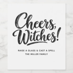 Cheers Witches   ユーモラスなハロウィンパーティードリンク ワインラベル