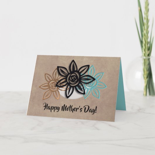 Cheery Aqua/Neutralフローラマザーズデイカード シーズンカード (正面)