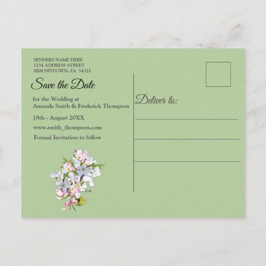 Cheery Blossom春Save the Dates 案内ポストカード (裏面)