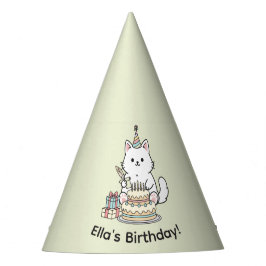 Cheery Cat Birthday Cake Customizable Design パーティーハット