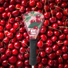 Cheery Cherry Retro Pink Monogrammed  ゴルフヘッドカバー