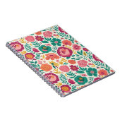 Cheery Folk Art Garden - Vibrant Pink & Teal ノートブック (右側)