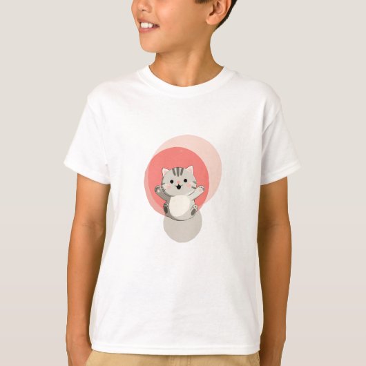 "Cheery Paws"アートプリント Tシャツ (正面)