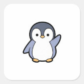 Cheery Penguin – Cute Kawaii Illustration スクエアシール (正面)