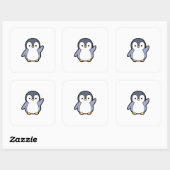 Cheery Penguin – Cute Kawaii Illustration スクエアシール (シート)