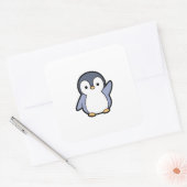 Cheery Penguin – Cute Kawaii Illustration スクエアシール (封筒)