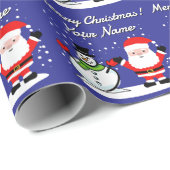 Cheery Santa Claus cartoon with snowman Christmas ラッピングペーパー (ロールコーナー)