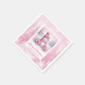 Cheery Winter Forest Pink Snowman Christmas Napkin スタンダードカクテルナプキン (角)