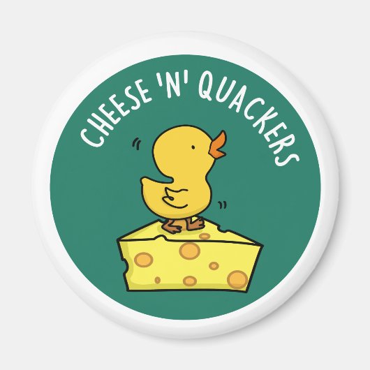 Cheese And Quackers Funny Duck Pun マグネット (正面)