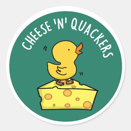 Cheese And Quackers Funny Duck Pun ラウンドシール (正面)