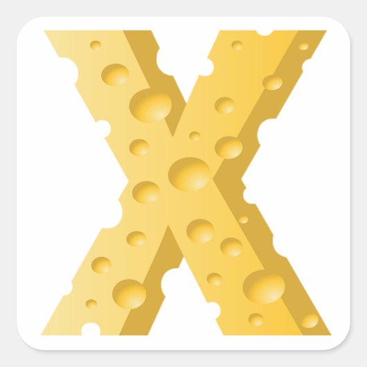 Cheese Letter X Typography スクエアシール (正面)