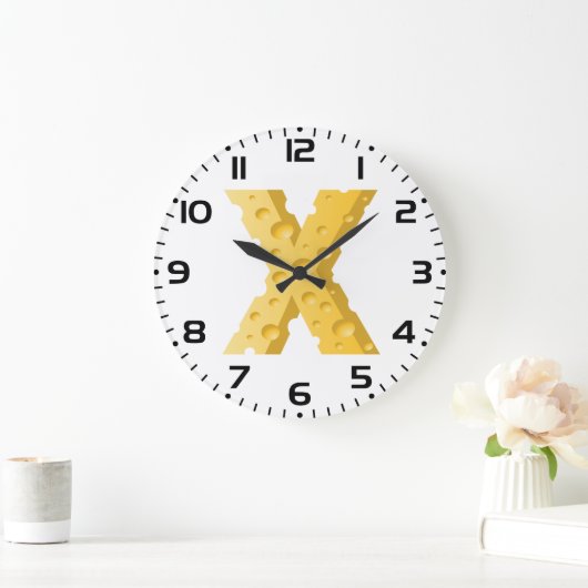 Cheese Letter X Typography ラージ壁時計 (ホーム)