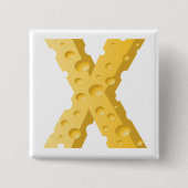 Cheese Letter X Typography 缶バッジ (正面)
