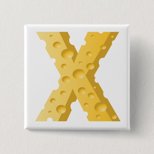 Cheese Letter X Typography 缶バッジ (正面)
