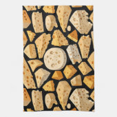 Cheese Pieces With Natural Holes Cute Pattern  キッチンタオル (縦)