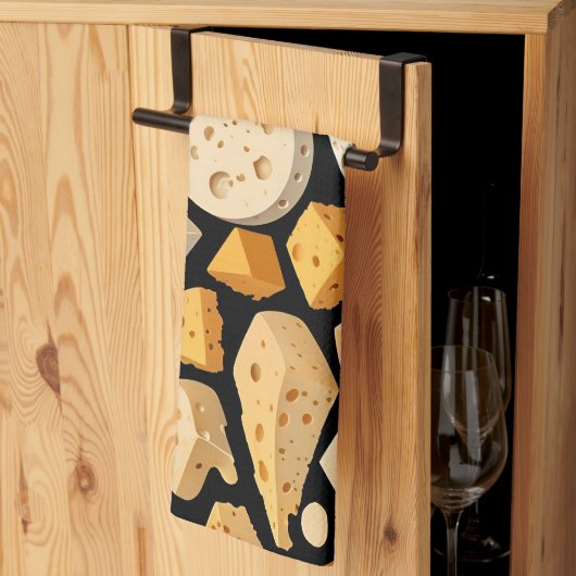 Cheese Pieces With Natural Holes Cute Pattern  キッチンタオル (三つ折り)