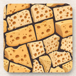 Cheese Pieces With Natural Holes Cute Pattern  コースター