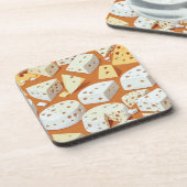 Cheese Pieces With Natural Holes Cute Pattern  コースター (左側)