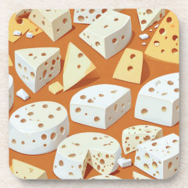 Cheese Pieces With Natural Holes Cute Pattern  コースター