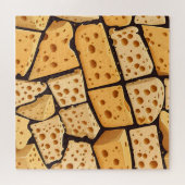 Cheese Pieces With Natural Holes Cute Pattern  ジグソーパズル (横)