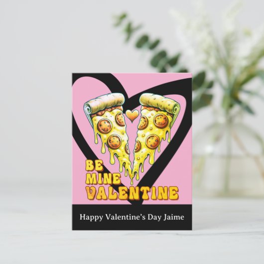 Cheese Pizza Be My Valentines Day Postcard ポストカード (スタンド正面)
