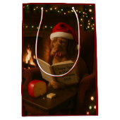 Cheese Tax Christmas gift bag Wire Haired Vizsla ミディアムペーパーバッグ (正面)