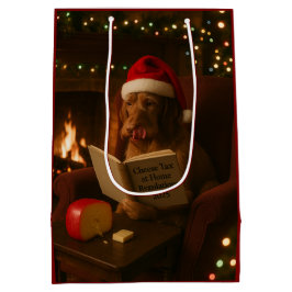 Cheese Tax Christmas gift bag Wire Haired Vizsla ミディアムペーパーバッグ