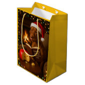 Cheese tax Vizsla dog Christmas gift bag  ミディアムペーパーバッグ (裏面アングル)