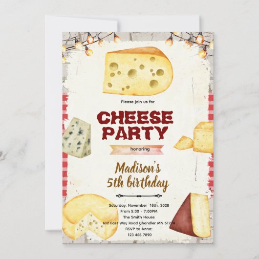 Cheese theme party invitation 招待状 (正面)
