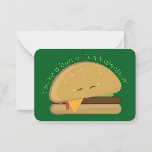 Cheeseburger Mini Kid's Valentine's Day Card Green ノートカード (正面)