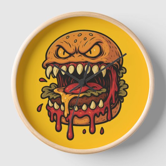 Cheeseburger Monster 壁時計 (正面)