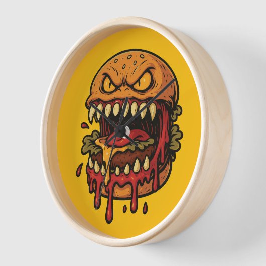 Cheeseburger Monster 壁時計 (傾斜)