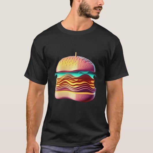 Cheeseburger Vaporwave Retrowave Aesthetic Tシャツ (正面)