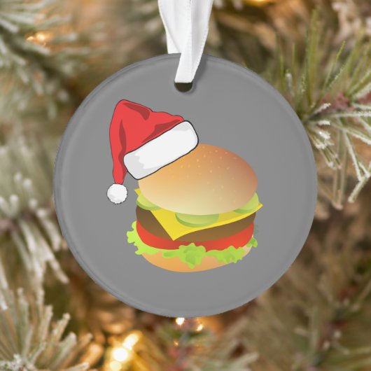 Cheeseburgers Hamburger Santa Hat Matching Xmas オーナメント (ツリー)