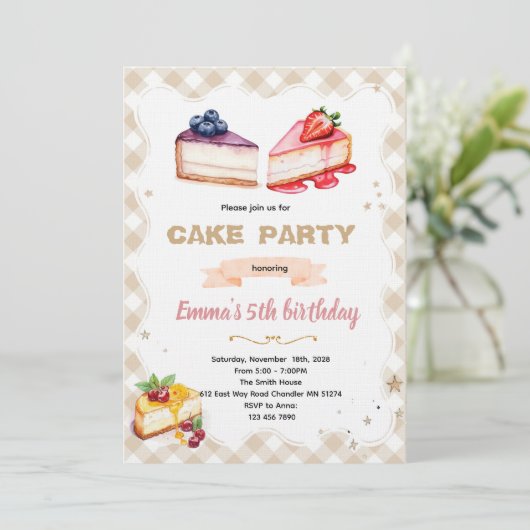 Cheesecake party invitation 招待状 (スタンド正面)