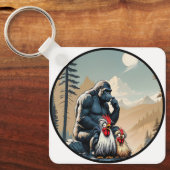"Cheesy Chicken Meets Bigfoot Mountain" Keychain キーホルダー (正面)