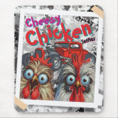 "Cheesy Chicken Selfies" Hot Rod Mouse Pad マウスパッド (正面)