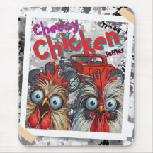 "Cheesy Chicken Selfies" Hot Rod Mouse Pad