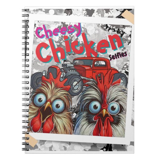 "Cheesy Chicken Selfies" Hot Rod Spiral Notebook ノートブック (正面)