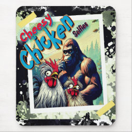 "Cheesy Chicken Selfies" Meet Bigfoot Mouse Pad マウスパッド