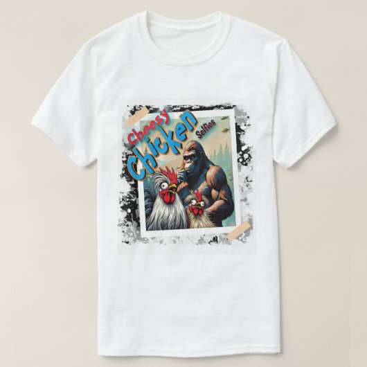 "Cheesy Chicken Selfies" Meet Bigfoot Tシャツ (デザイン正面)
