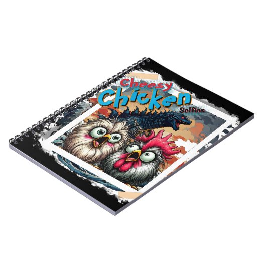 "Cheesy Chicken Selfies" T-Rex Spiral Notebook (Ed ノートブック (左側)