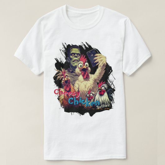 Cheesy Chickens Meet Frankenstein Tee Tシャツ (デザイン正面)