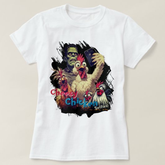 Cheesy Chickens Meet Frankenstein Tee Tシャツ (デザイン正面)