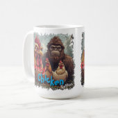 "Cheesy Chickens Posen With Bigfoot" Mug コーヒーマグカップ (正面左)
