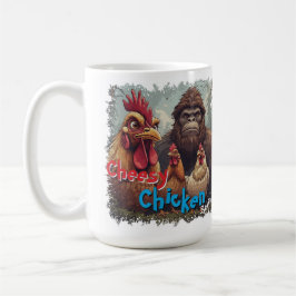 "Cheesy Chickens Posen With Bigfoot" Mug コーヒーマグカップ