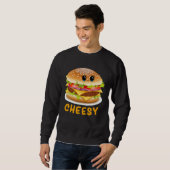 Cheesy Cute  Cheese Burger Food Pun スウェットシャツ (正面フル)