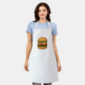 Cheesy Gourmet Burger Illustration Apron エプロン (着用した状態)