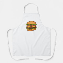 Cheesy Gourmet Burger Illustration Apron エプロン