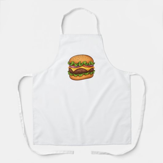 Cheesy Gourmet Burger Illustration Apron エプロン (正面)